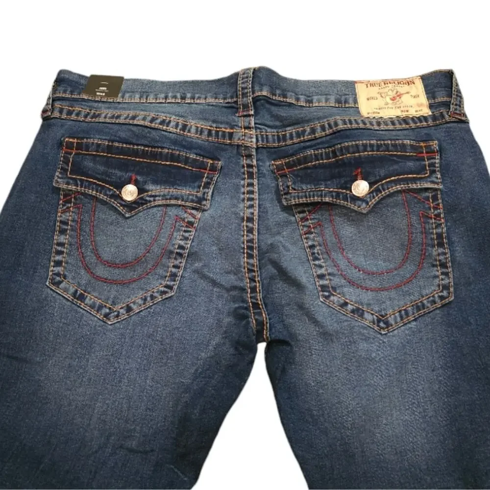 True Religion Men's Jeans Geno Slim‎ Flap Pocket Red Stich Men's Size 40 × 34